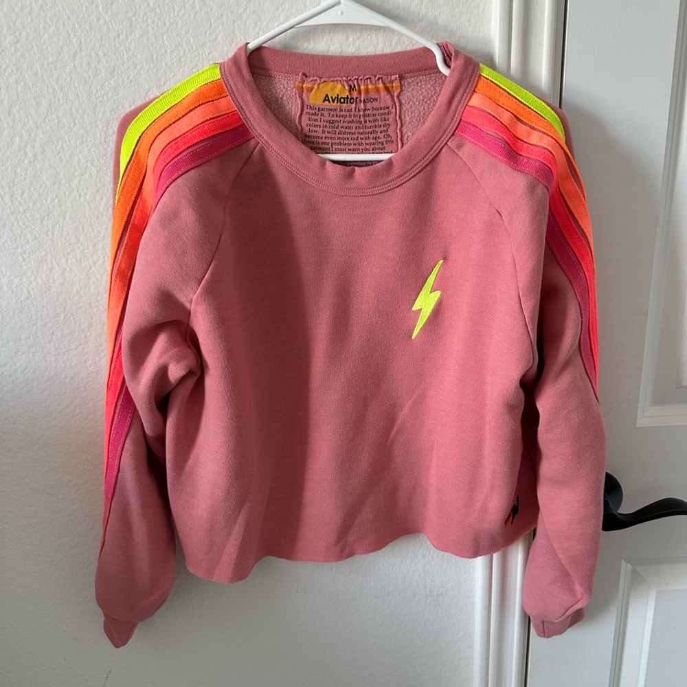 Aviator nation cropped crewneck